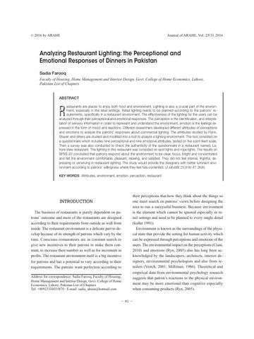 First page preview of Analyzing Restaurant Lighting